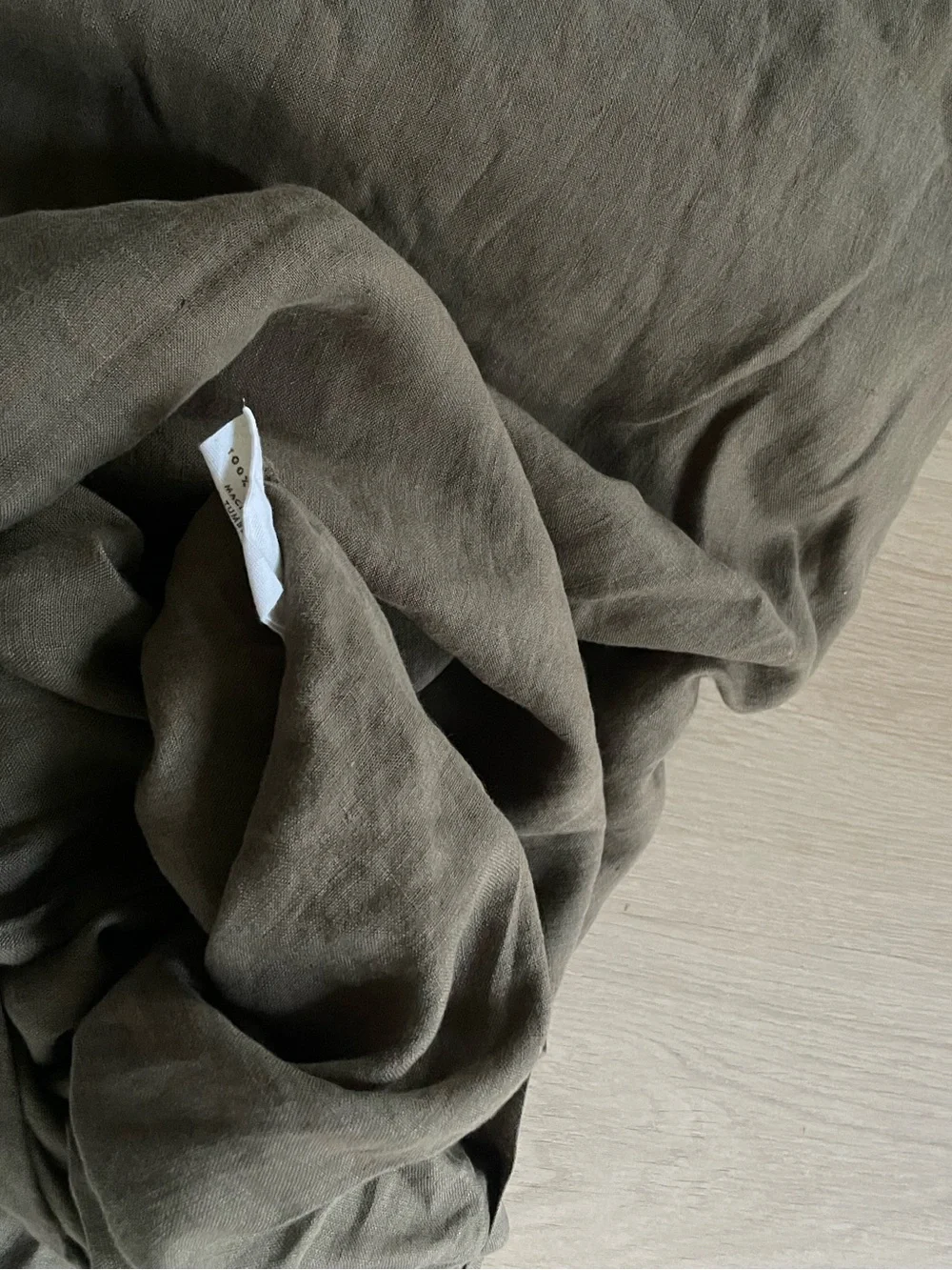 The Citizenry French Linen Duvet Cover  Olive King/cal King